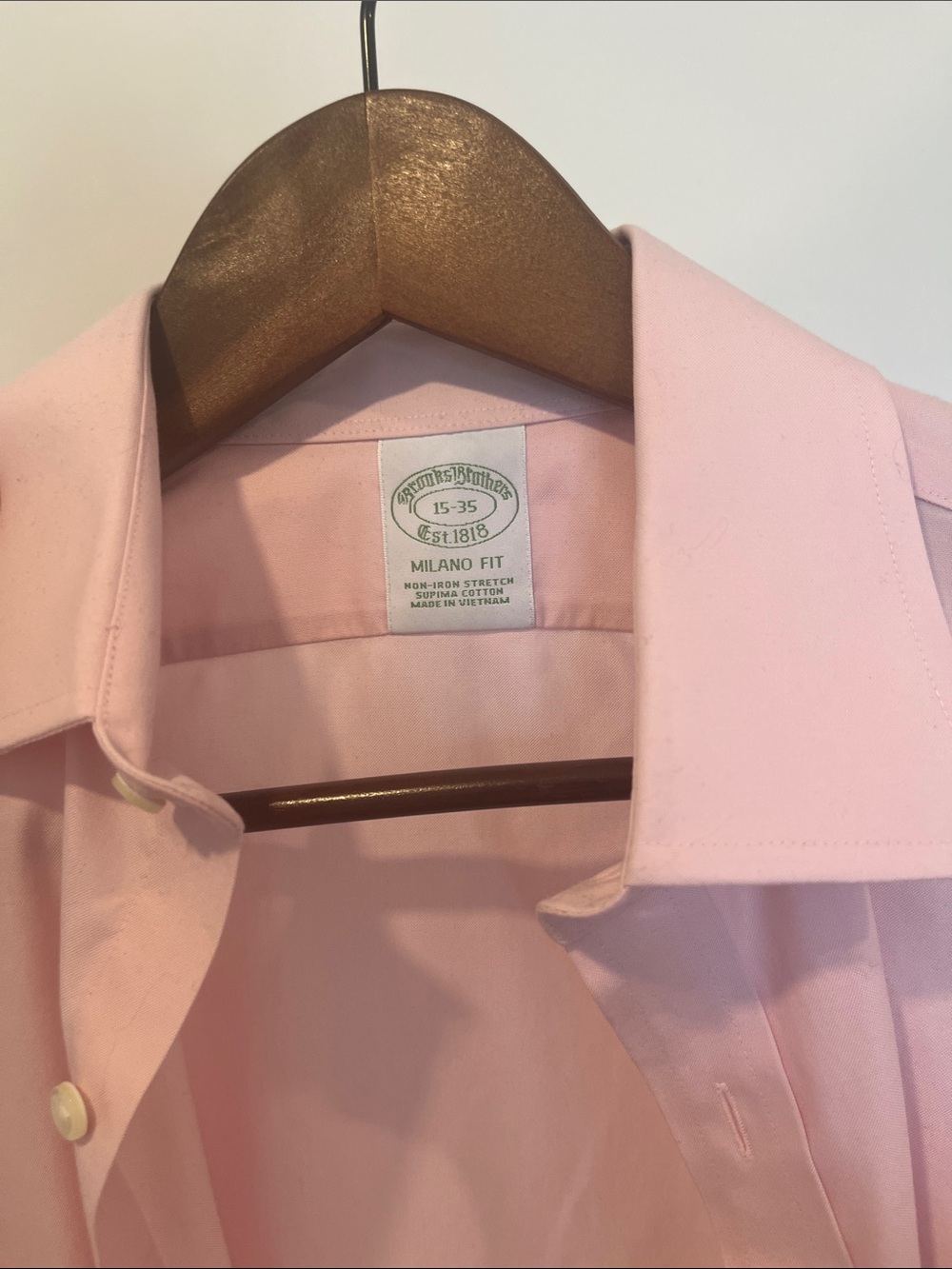 Brooks Brothers Milano Fit Light Pink Dress Shirt